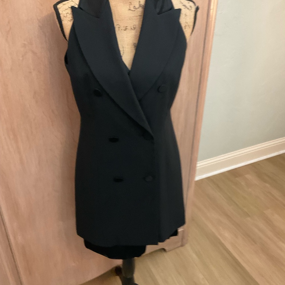 VTG 1996 Laundry Black Blazer Dress Double Breasted 90s Minimalist Chic CBK Sz 8 - Picture 14 of 16